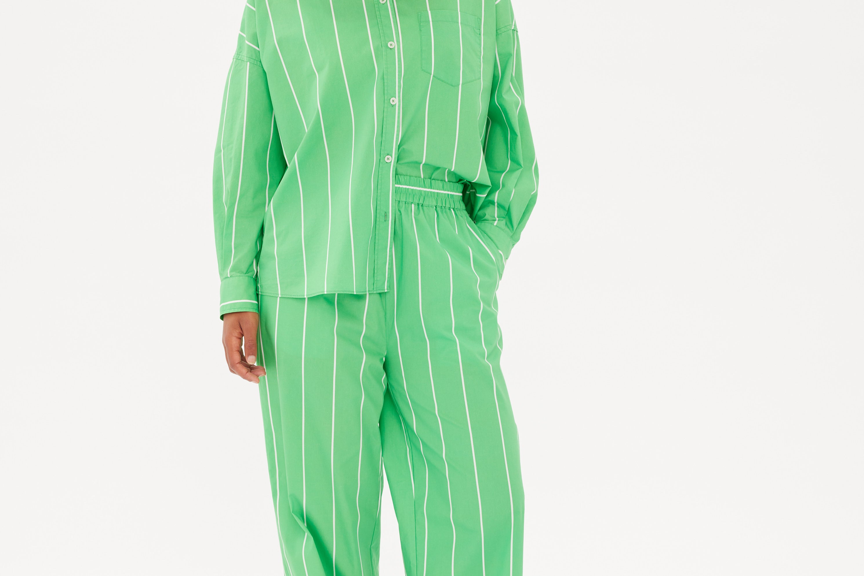 Chiara Shirt - Wide Stripe Verde/White