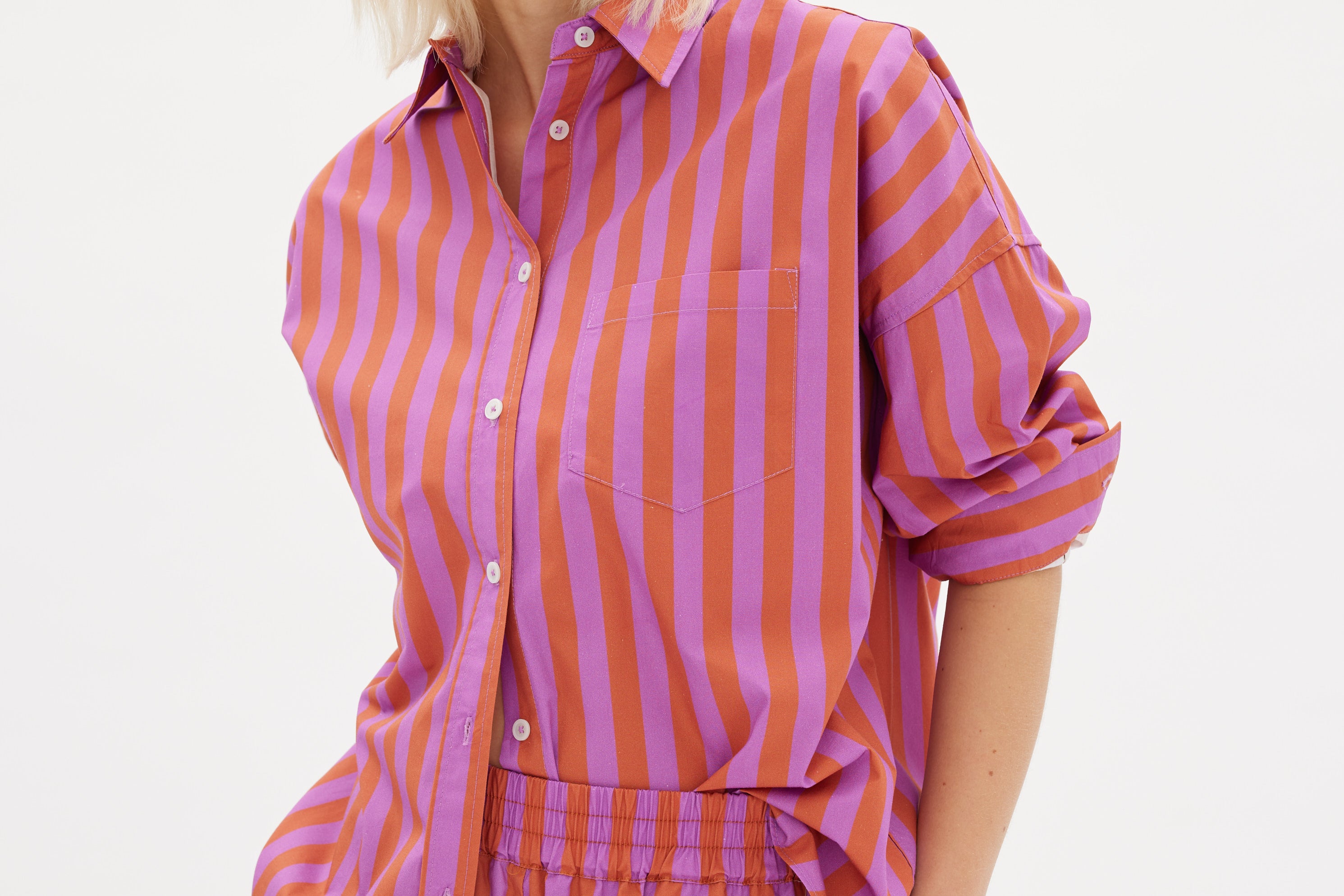 Chiara Shirt Classic Stripe - Fuschia/Rust - Apparel
