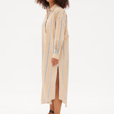 Chiara Maxi Shirt Dress Striped - Toffee/White/Black - Apparel