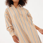 Chiara Maxi Shirt Dress Striped - Toffee/White/Black - Apparel