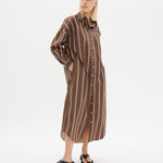 Chiara Shirt Dress Maxi - Coffee/White - Apparel