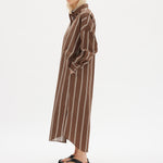 Chiara Shirt Dress Maxi - Coffee/White - Apparel