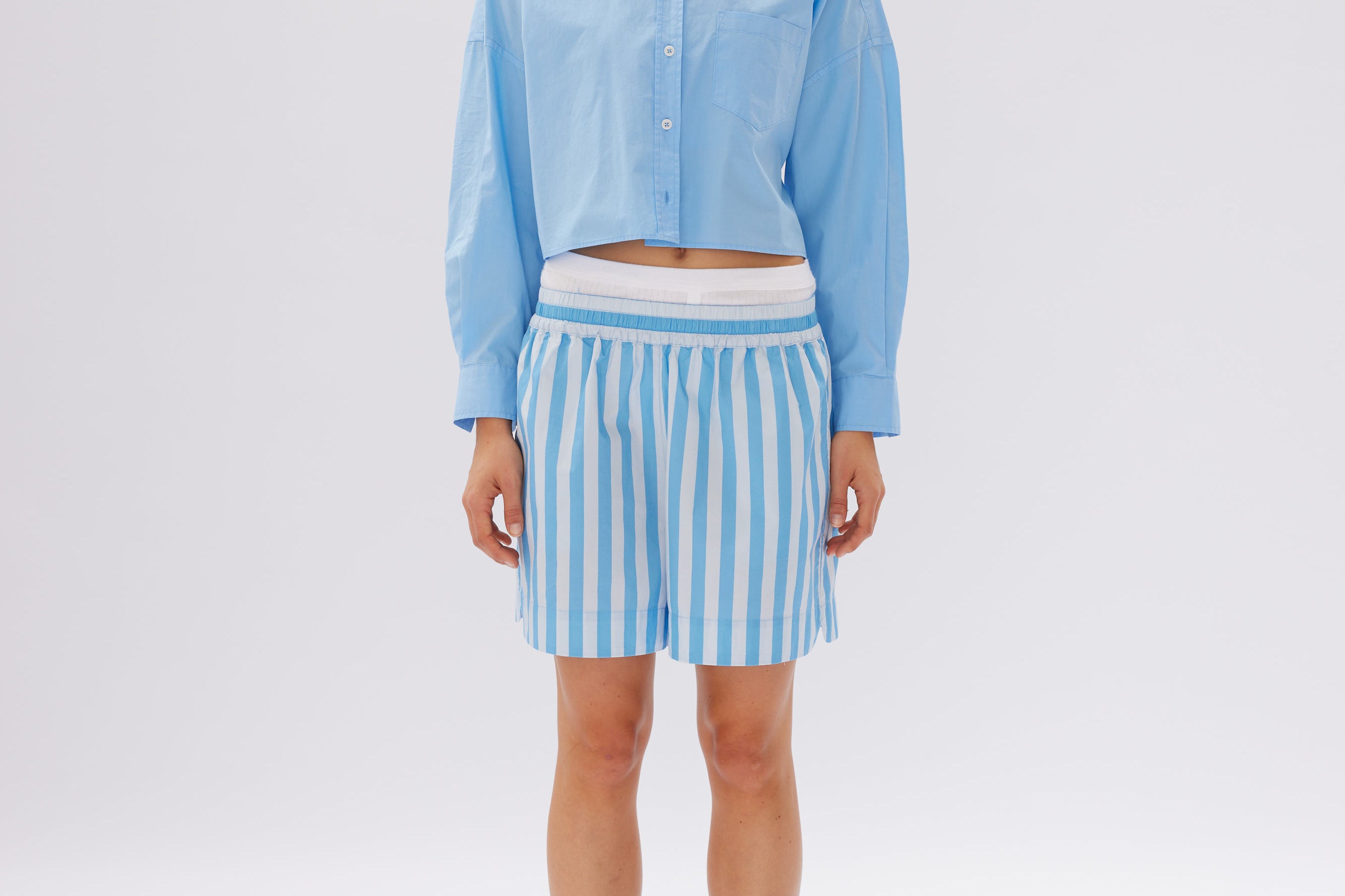 Chiara Cropped Shirt - Azure - Apparel