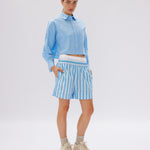 Chiara Cropped Shirt - Azure - Apparel