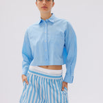 Chiara Cropped Shirt - Azure - Apparel