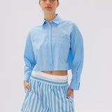 Chiara Cropped Shirt - Azure - Apparel