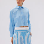 Chiara Cropped Shirt - Azure - Apparel