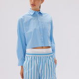 Chiara Cropped Shirt - Azure - Apparel