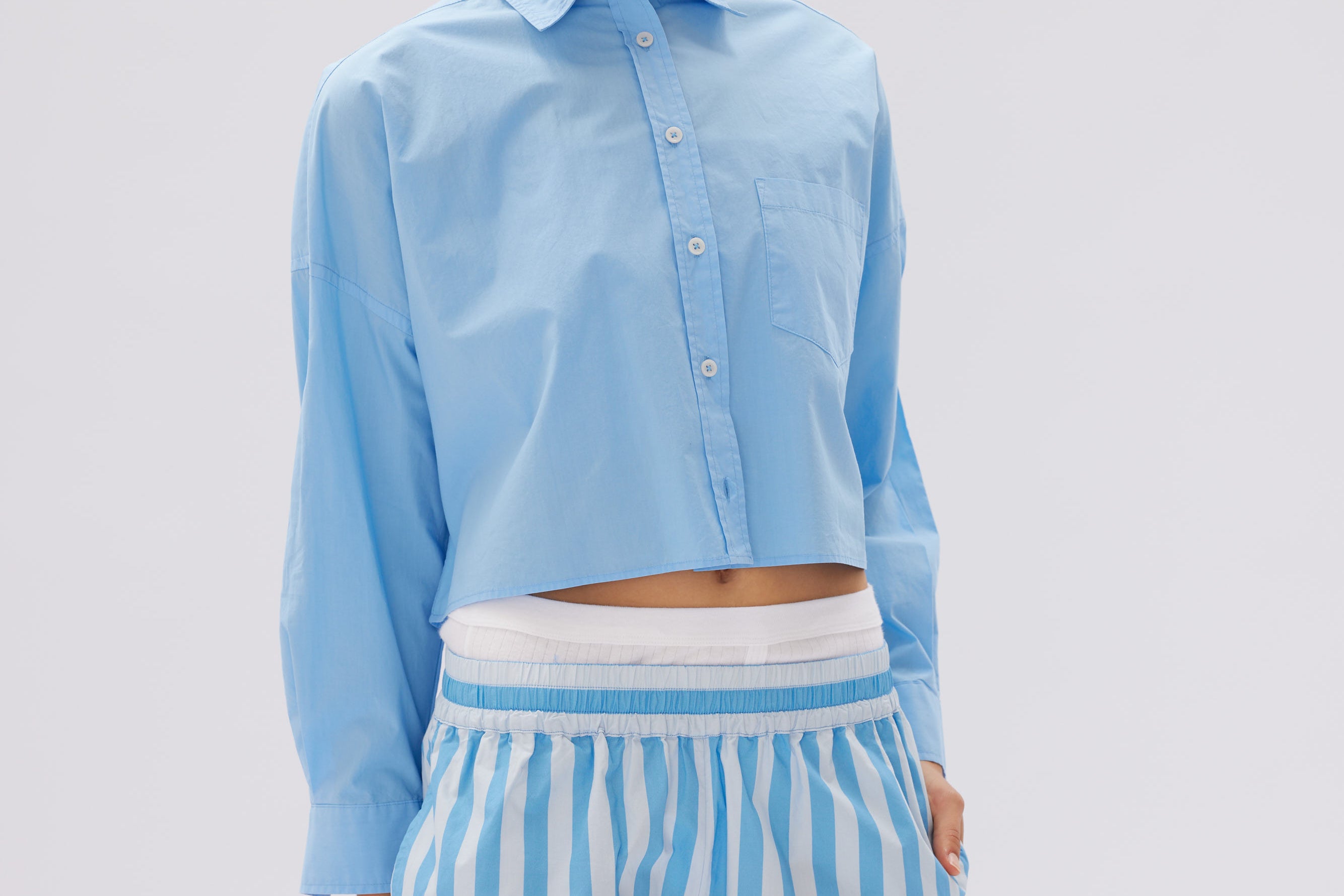 Chiara Cropped Shirt - Azure - Apparel