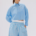 Chiara Cropped Shirt - Azure - Apparel