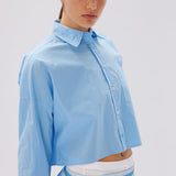 Chiara Cropped Shirt - Azure - Apparel