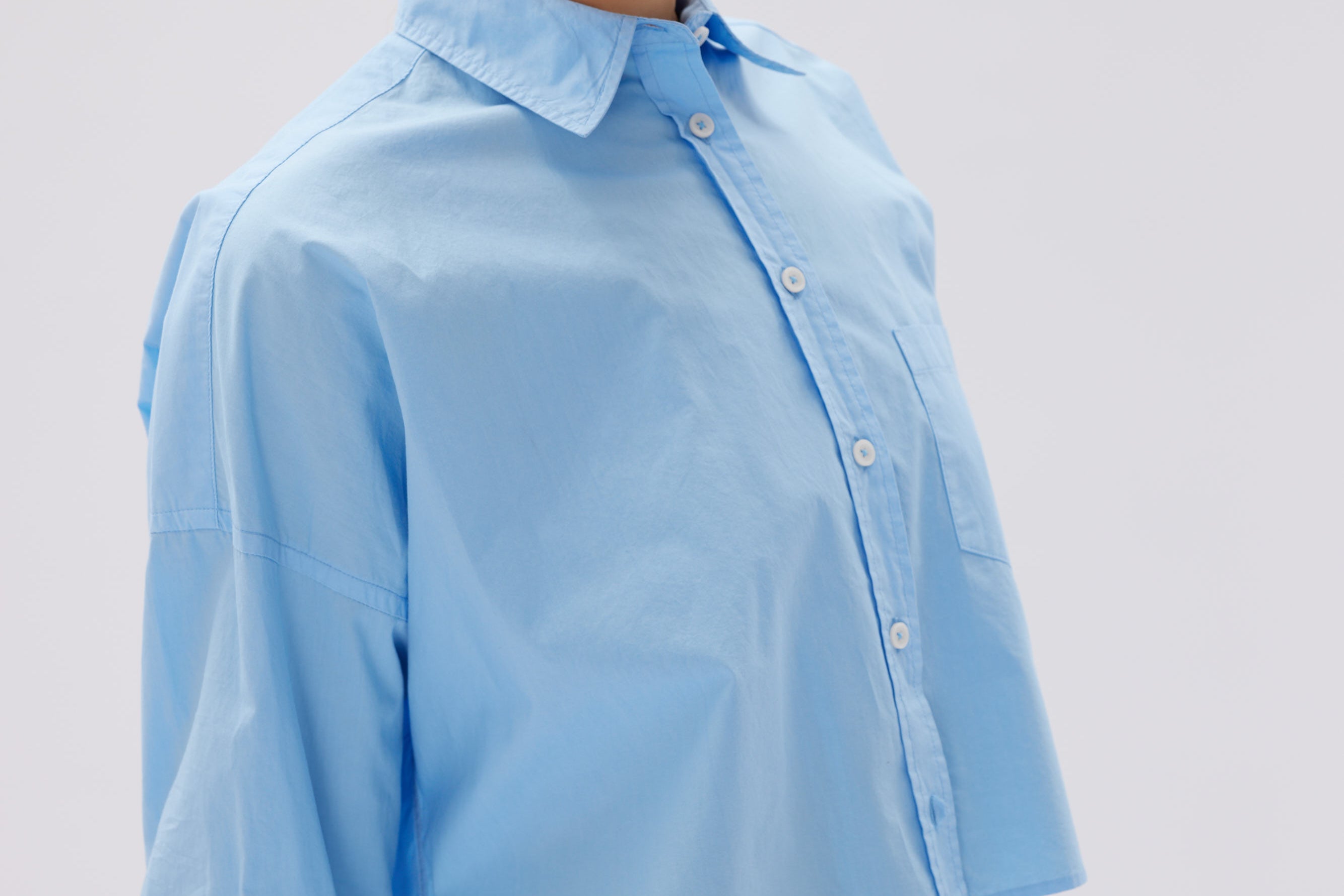 Chiara Cropped Shirt - Azure - Apparel