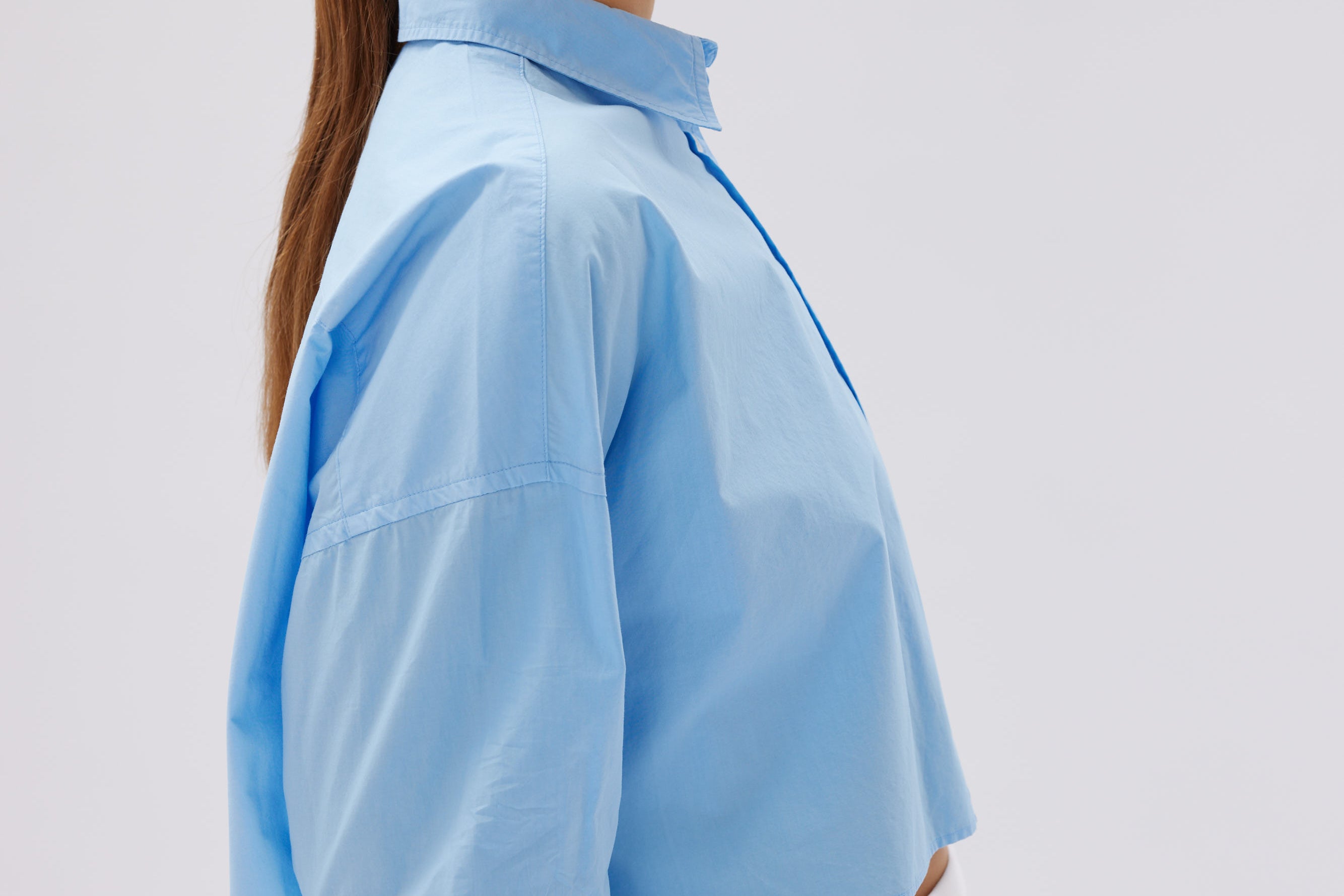 Chiara Cropped Shirt - Azure - Apparel