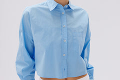 Chiara Cropped Shirt - Azure - Apparel