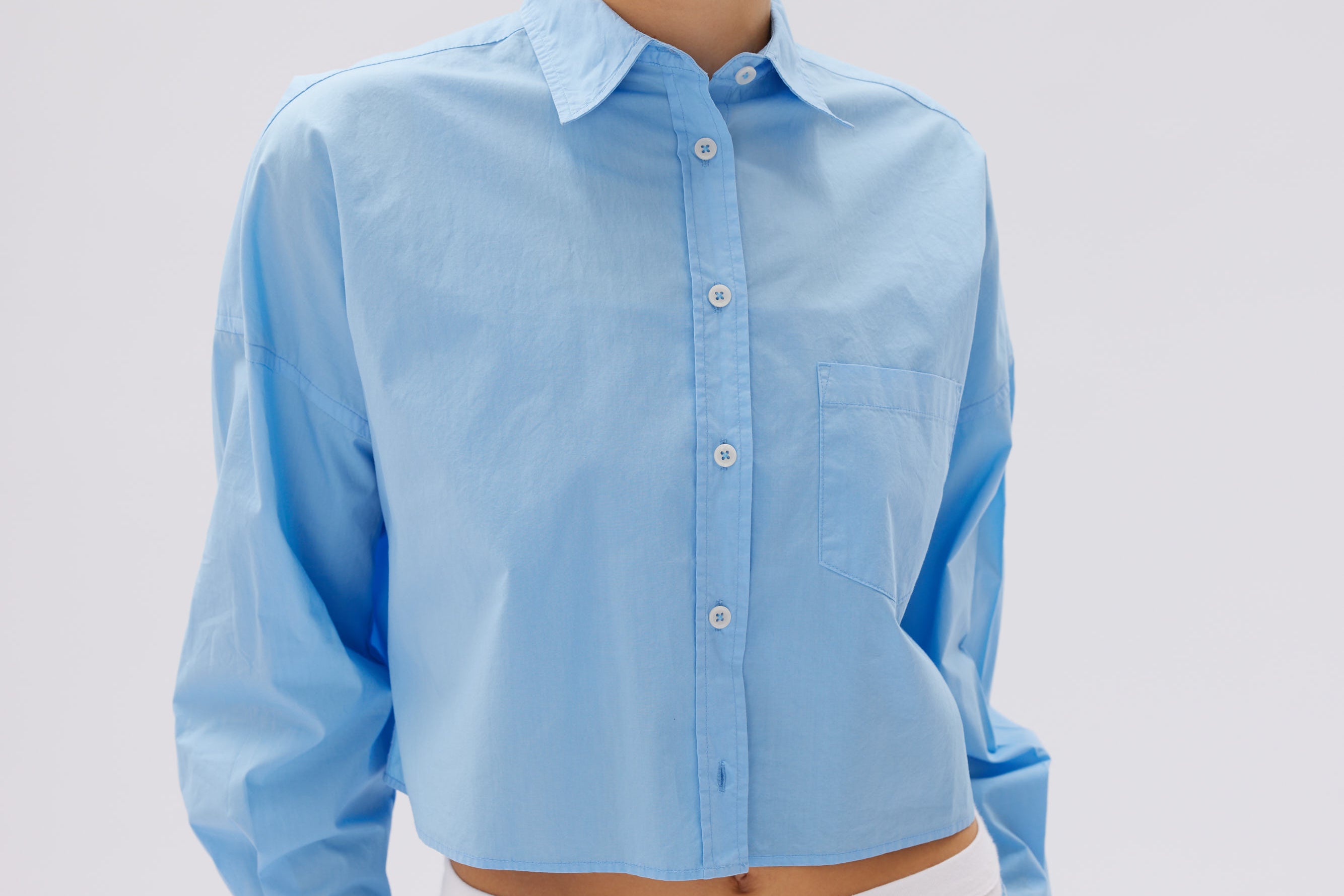 Chiara Cropped Shirt - Azure - Apparel