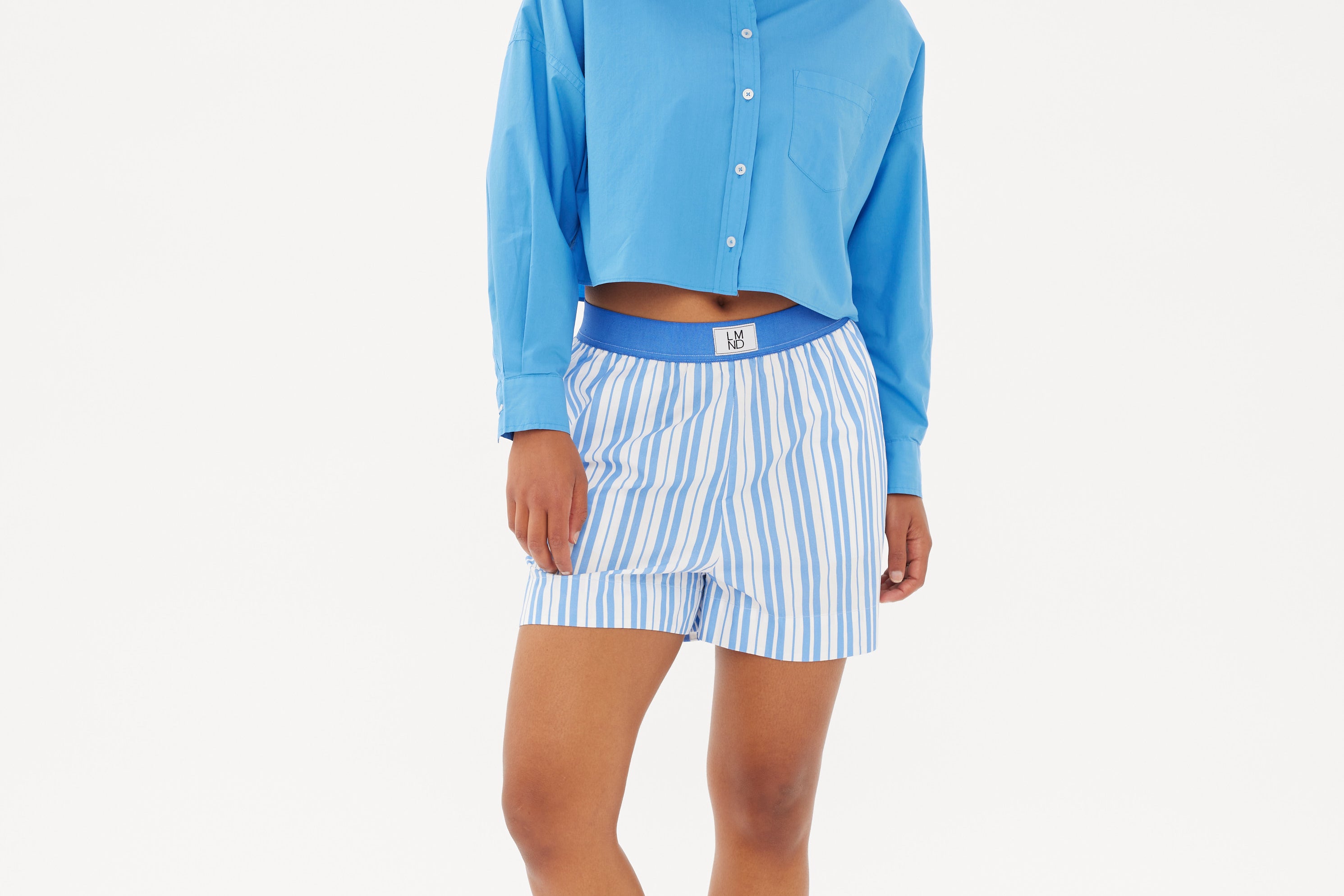 Chiara Boxer Shorts - Striped Ink Blue/White