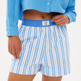 Chiara Boxer Shorts - Striped Ink Blue/White