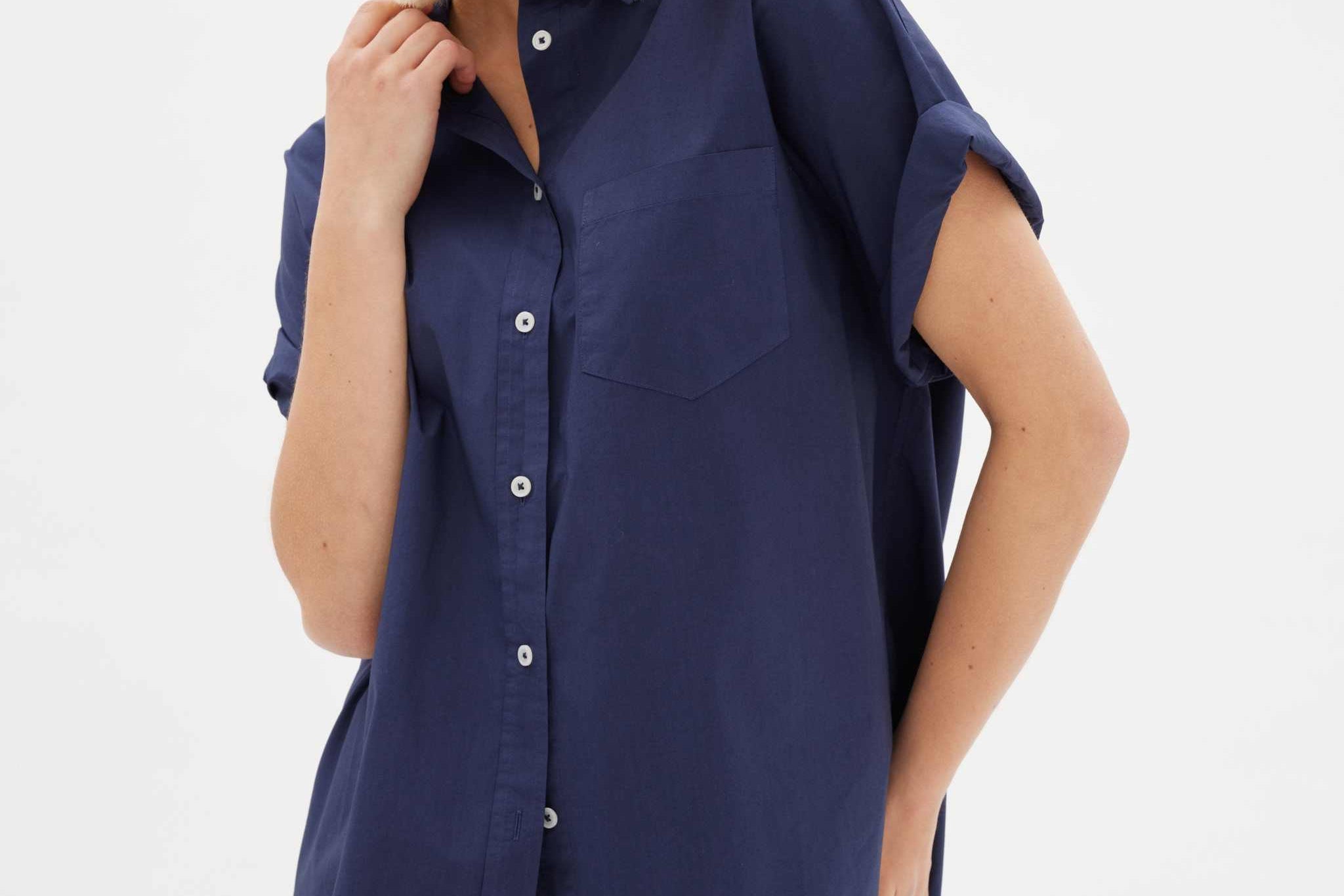 The Chiara Short Sleeve Shirt - Navy - Apparel