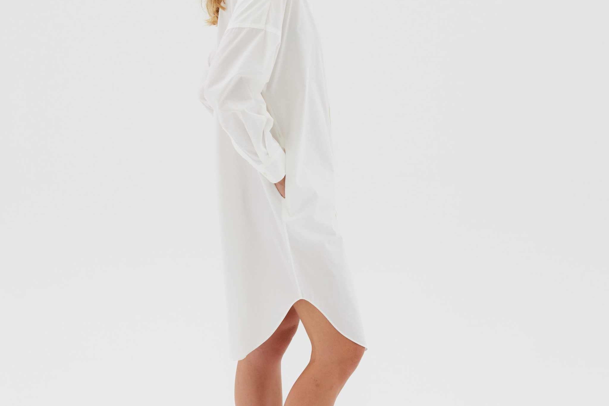 The Chiara Shirt Dress - White - Apparel