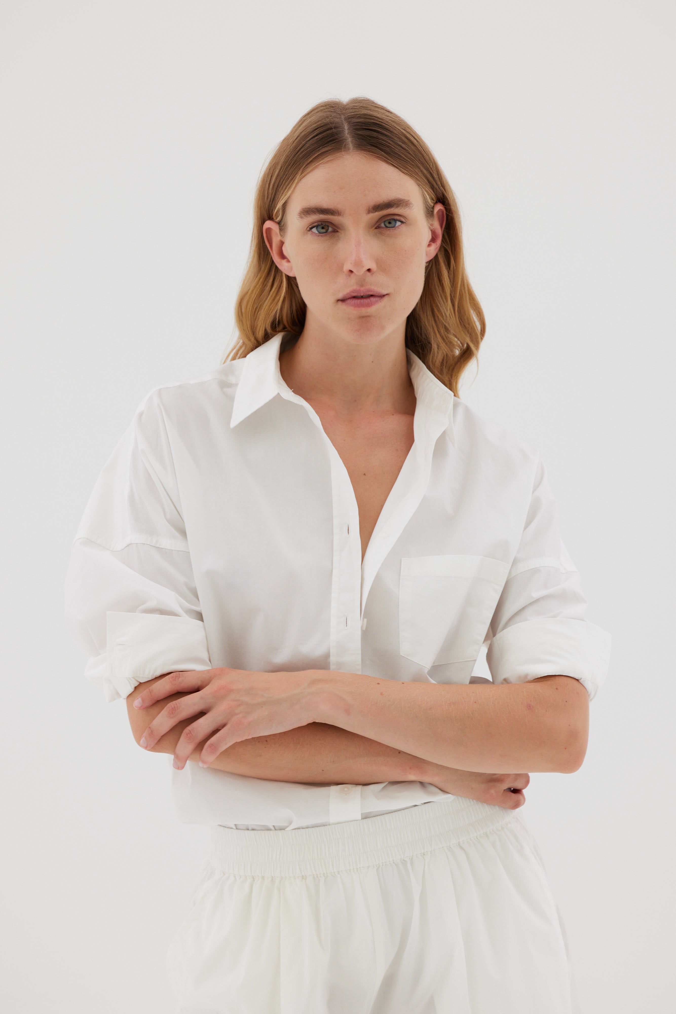 新品 THIRD MAGAZINE /LMND The Chiara Shirt The Chiara Shirt - White - LMND Worldwide Shipping