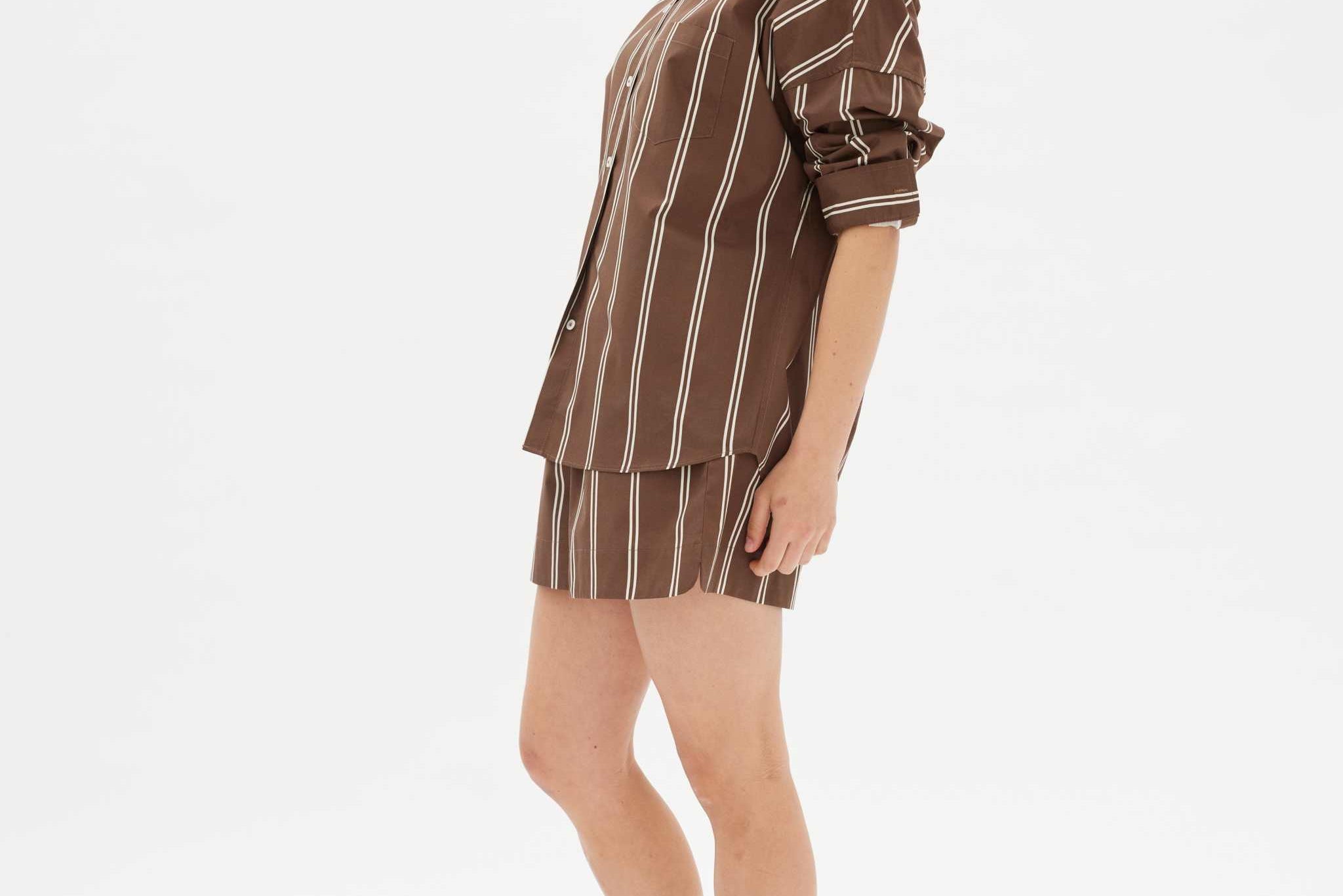 Chiara Shorts - Two Stripe - Coffee/White - Apparel