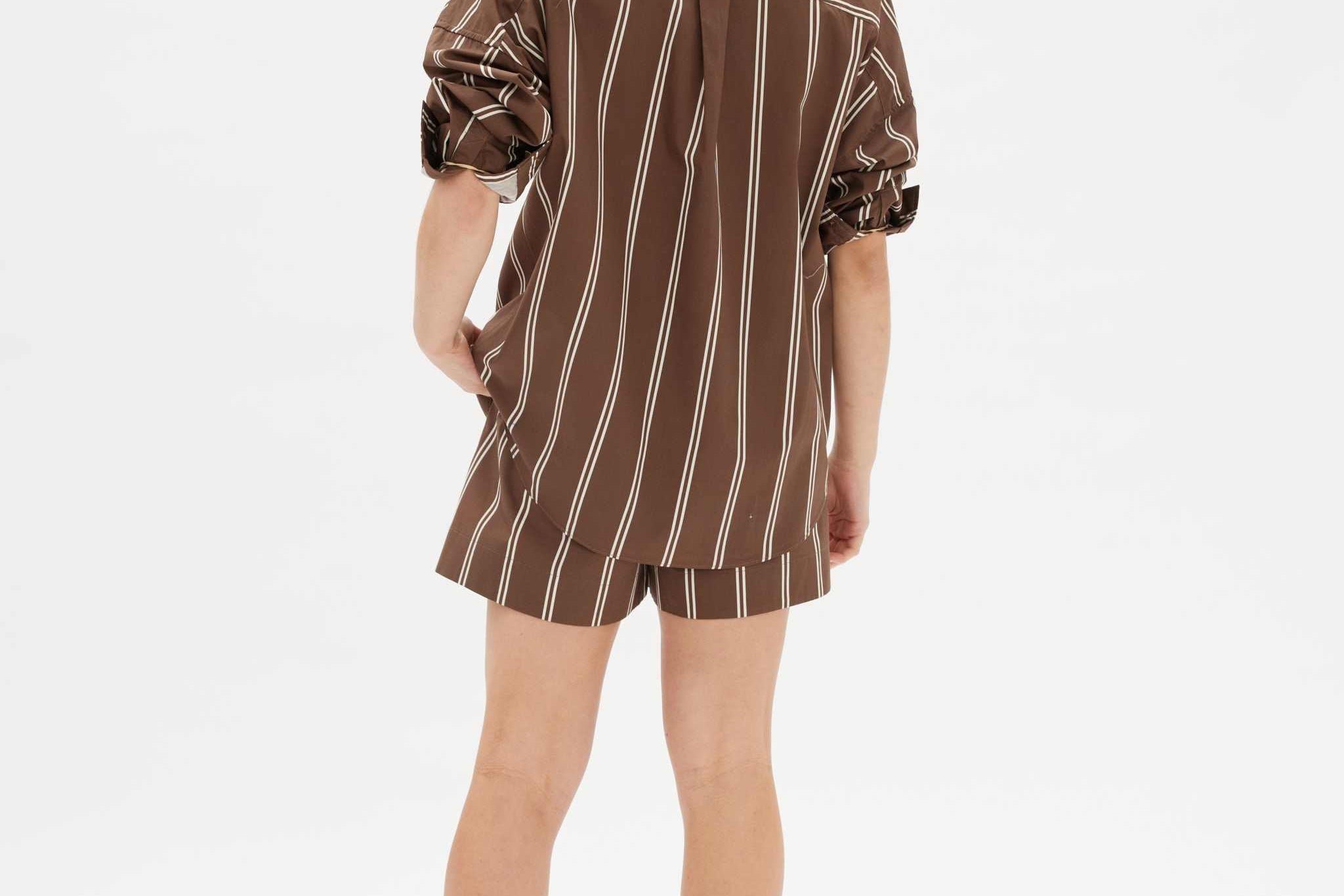 Chiara Shorts - Two Stripe - Coffee/White - Apparel
