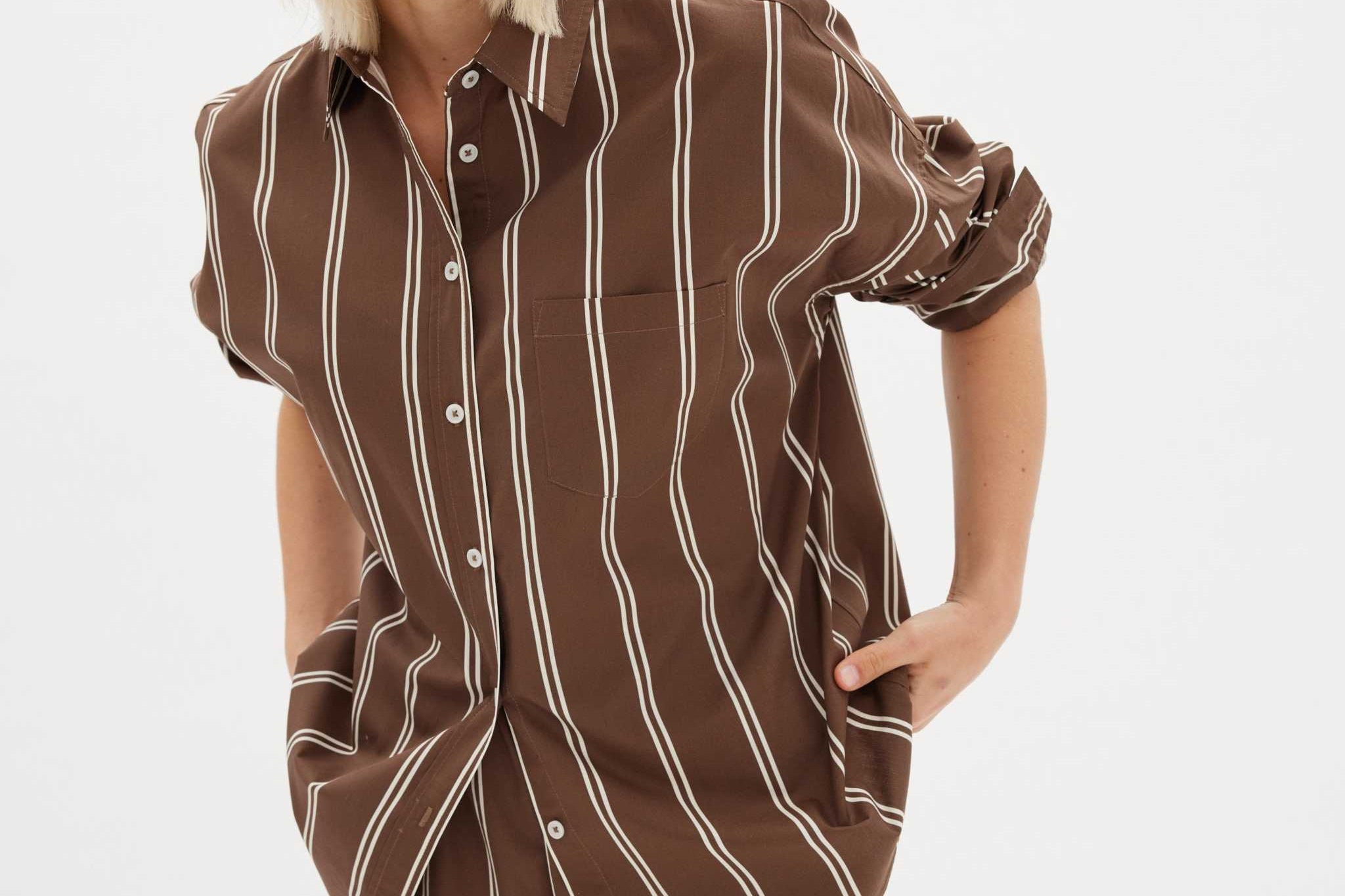 Chiara Shorts - Two Stripe - Coffee/White - Apparel