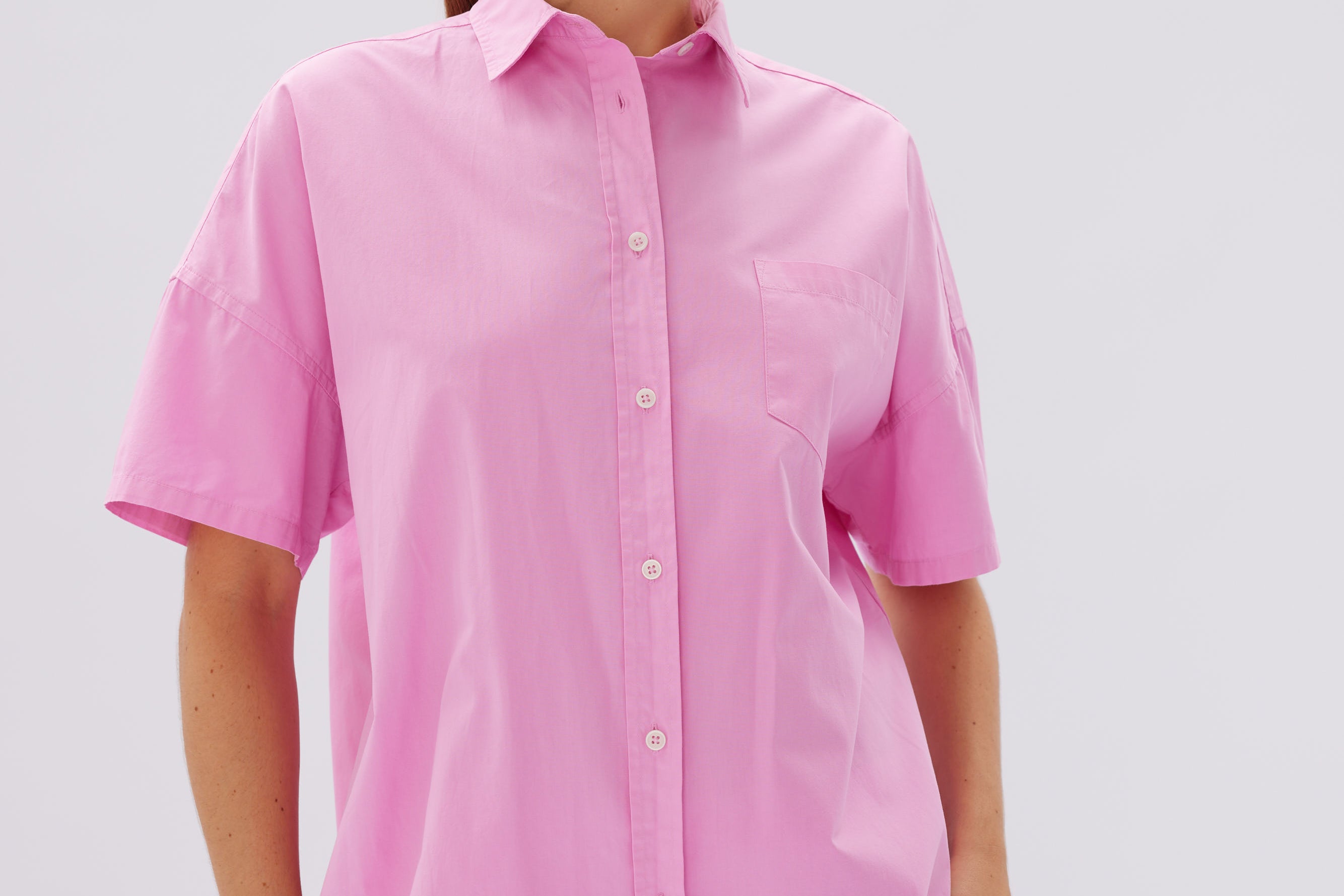 Chiara Short Sleeve Shirt Dress - Bubble gum - Dresses