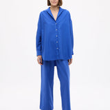 Mara Oversized Long Sleeve Shirt in cobalt blue with strong structure and oversized fit