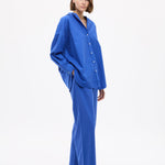 Mara Oversized Long Sleeve Shirt in cobalt blue with structured fit and long sleeves