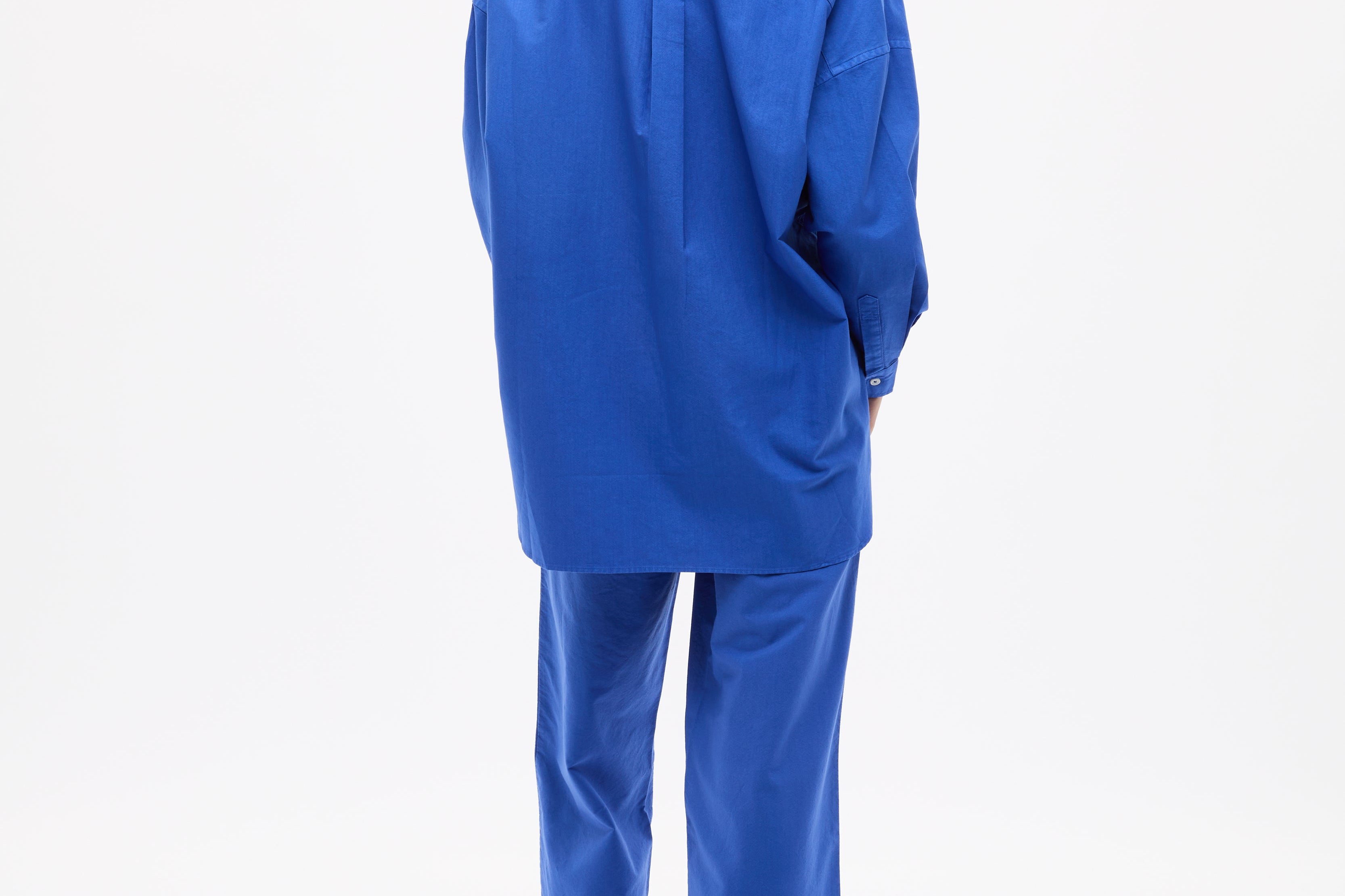Mara Oversized Long Sleeve Shirt in cobalt blue with structured, breathable 100% cotton pinpoint fabric and oversized fit