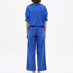 Mara Oversized Long Sleeve Shirt in cobalt blue with crisp cotton fabric and oversized fit