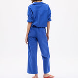 Mara Oversized Long Sleeve Shirt in cobalt blue with structured 100% cotton fabric and oversized fit
