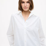 Oversized Classic White Shirt in crisp white cotton with long sleeves and relaxed fit
