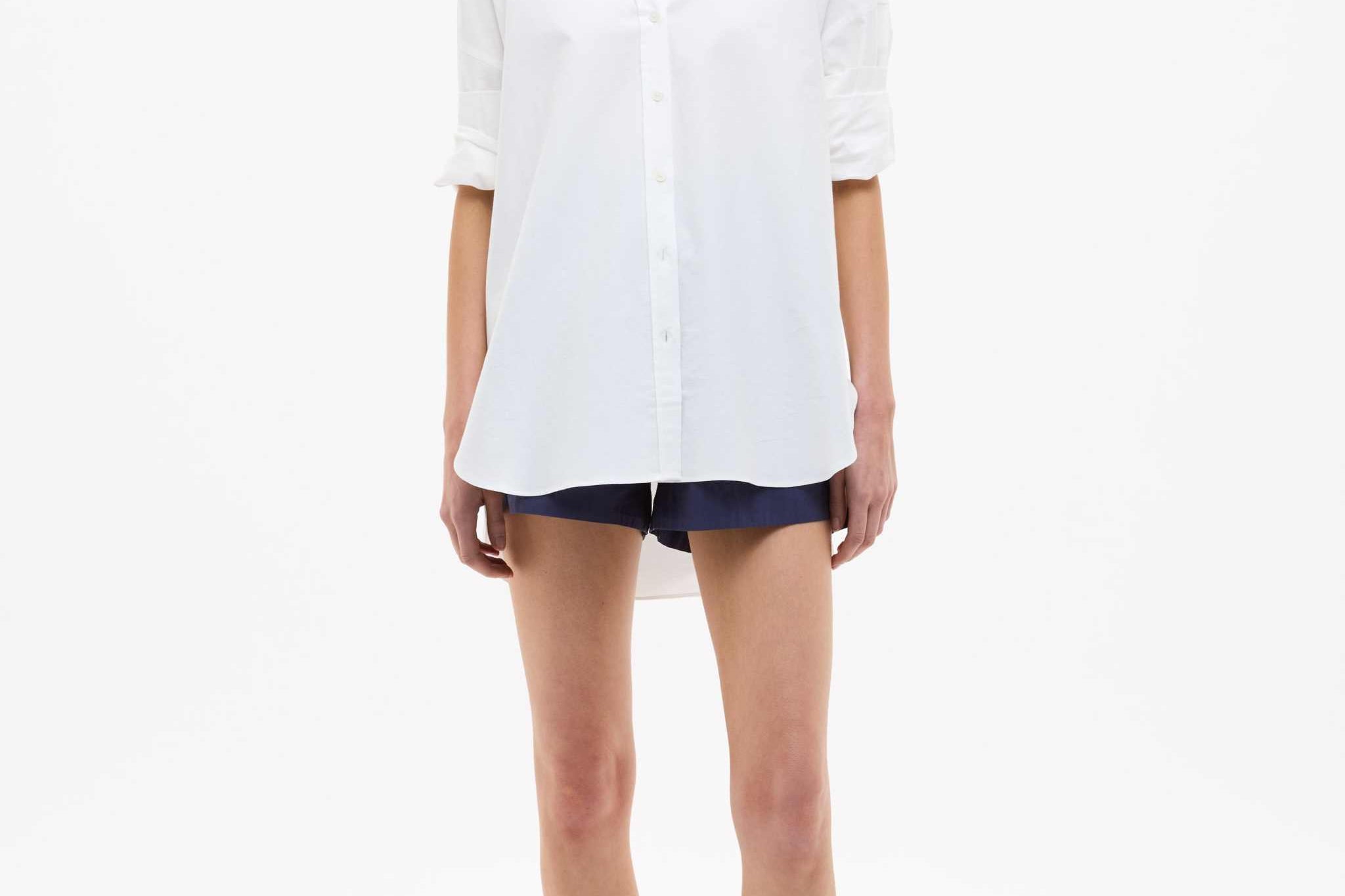 Oversized Classic White Shirt in crisp white cotton with long sleeves and relaxed fit