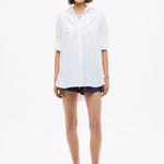 Oversized Classic White Shirt in crisp white cotton with long sleeves and relaxed fit