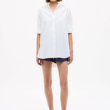 Oversized Classic White Shirt in crisp white cotton with long sleeves and relaxed fit