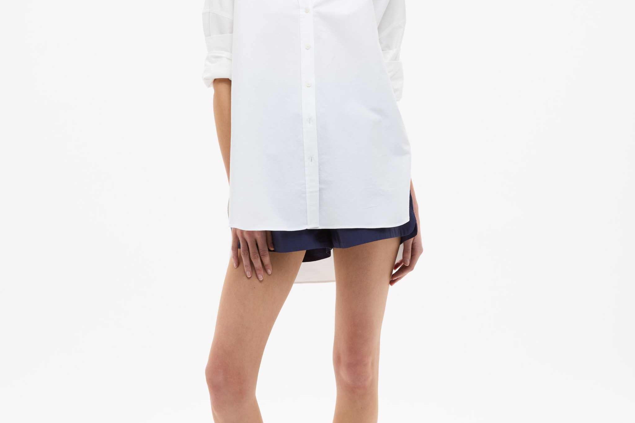 Oversized Classic White Shirt in crisp white cotton with long sleeves and relaxed fit