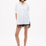 Oversized Classic White Shirt in crisp white cotton with long sleeves and relaxed fit