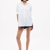 Oversized Classic White Shirt in crisp white cotton with long sleeves and relaxed fit
