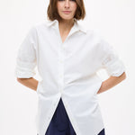 Oversized classic white shirt Mara long sleeve 100% cotton pinpoint with structured fit