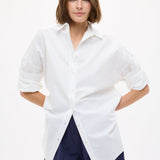 Oversized classic white shirt Mara long sleeve 100% cotton pinpoint with structured fit