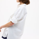 Oversized classic white shirt Mara long sleeve 100% cotton pinpoint with structured fit