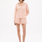 Chiara Long Sleeve Cotton Shirt in Spanish Villa with custom stripe and relaxed fit