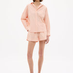 Chiara Long Sleeve Cotton Shirt in custom yarn-dyed stripes with relaxed fit and chest pocket