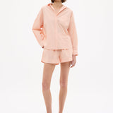 Chiara Long Sleeve Cotton Shirt in custom yarn-dyed stripes with relaxed fit and chest pocket