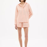 Chiara Long Sleeve Cotton Shirt in Spanish Villa with custom yarn-dyed stripes and relaxed fit