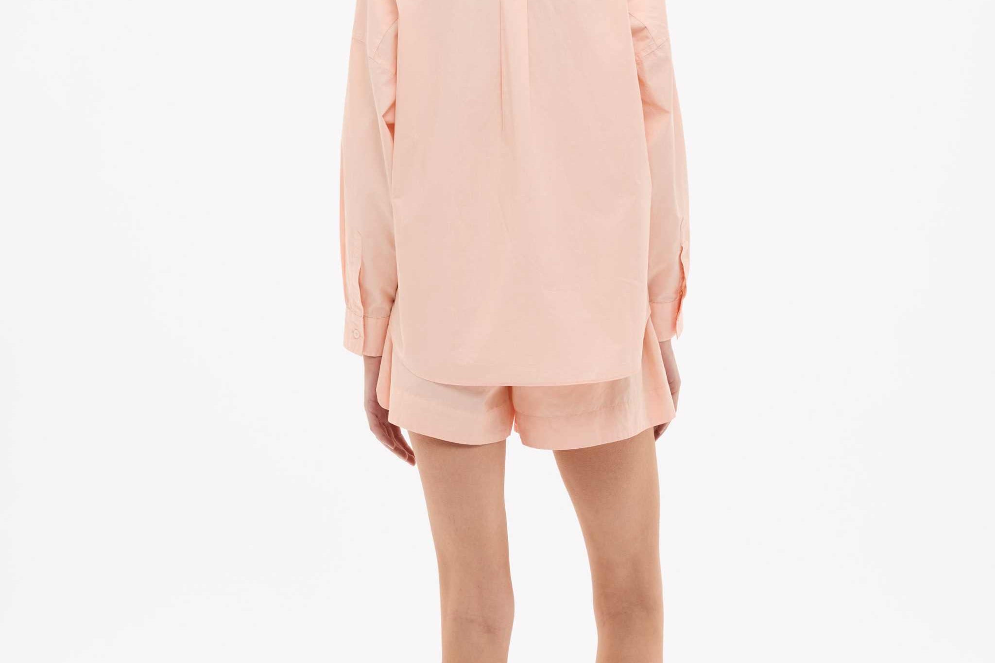 Chiara Long Sleeve Cotton Shirt in Spanish Villa with custom yarn-dyed stripes and relaxed fit