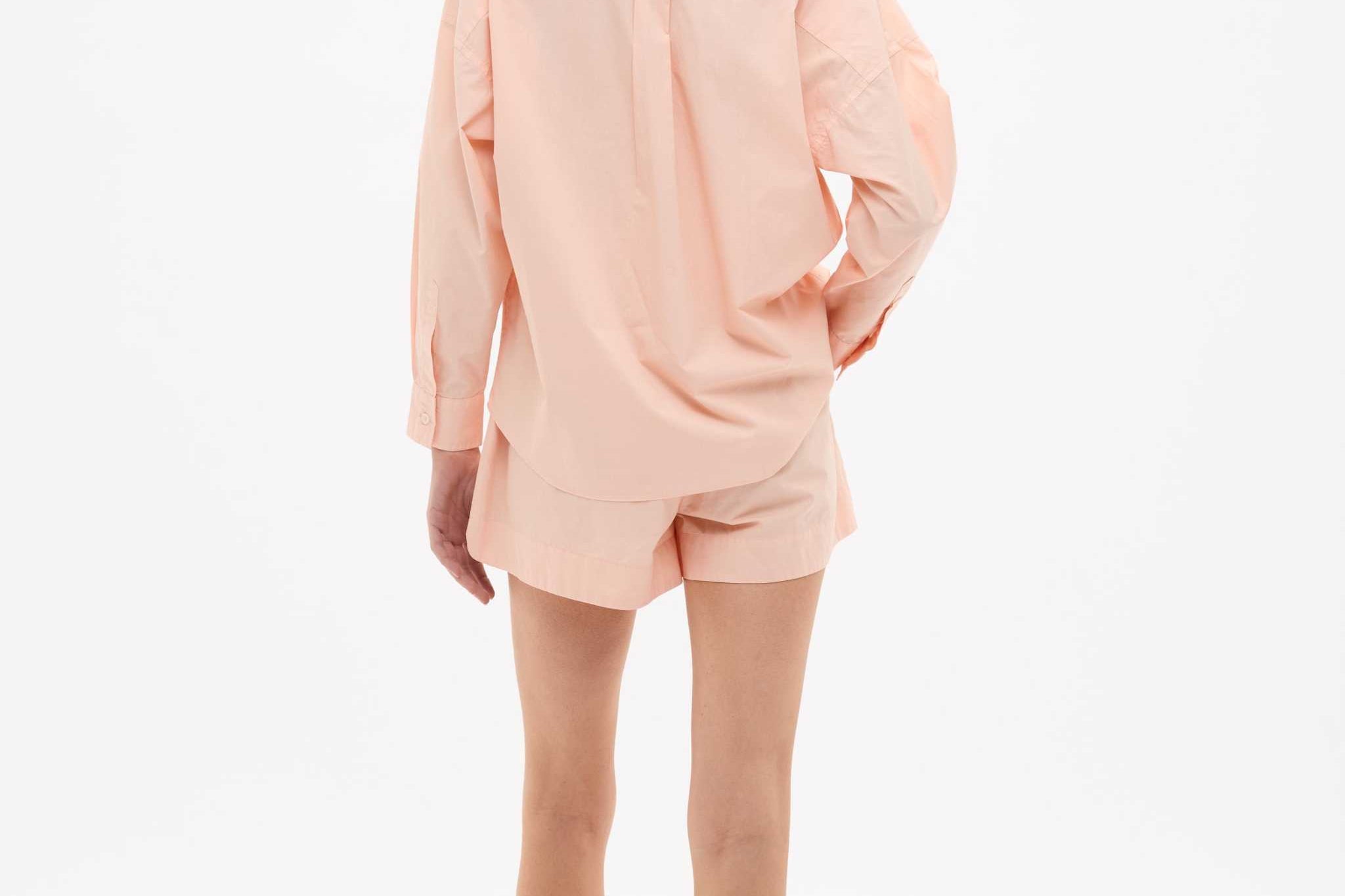 Chiara Long Sleeve Cotton Shirt in custom yarn-dyed stripe with relaxed fit and chest pocket