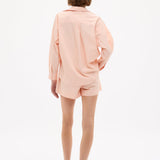 Chiara Long Sleeve Cotton Shirt in custom yarn-dyed stripe with relaxed fit and chest pocket
